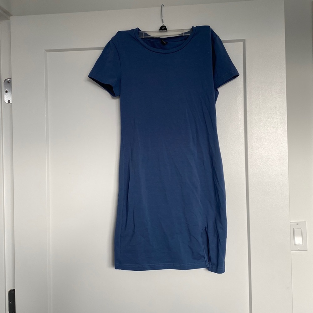 Blue T Shirt Dress w/ slit